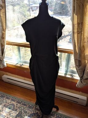 Women’s Black Ruched Side T-Shirt Dress Made In USA
